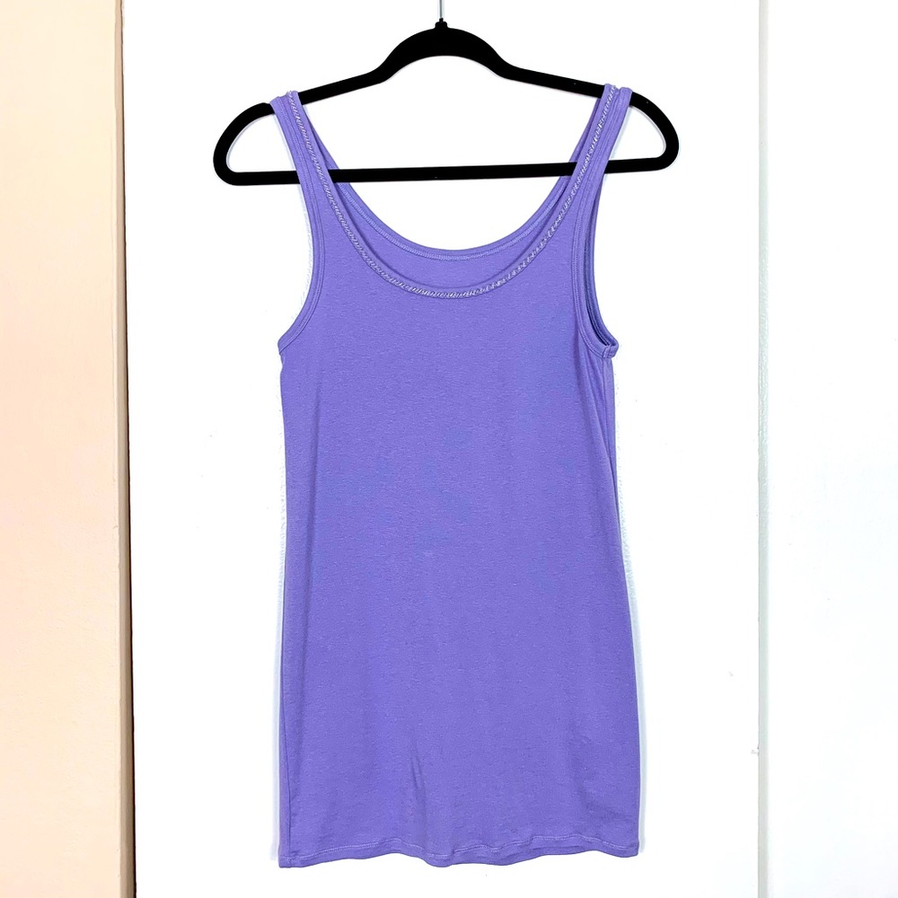 A New Day Purple Beaded Neckline Tank Top